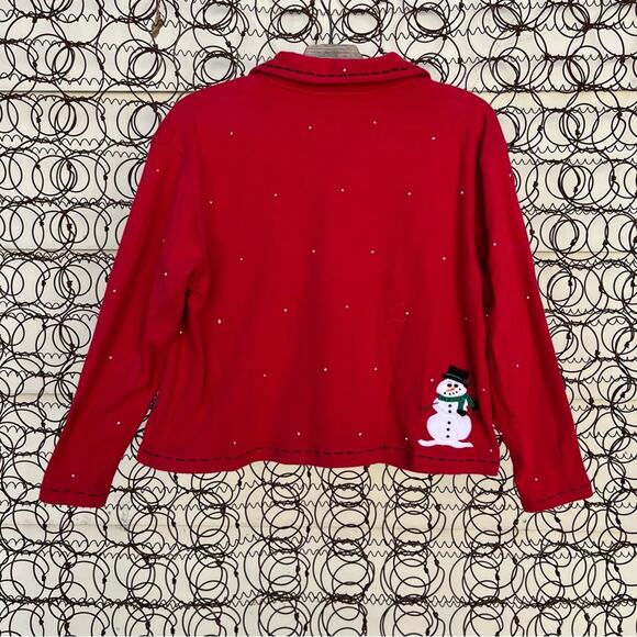 Vintage Bechamel snowman Christmas winter sweatshirt cardigan - Picture 3 of 6